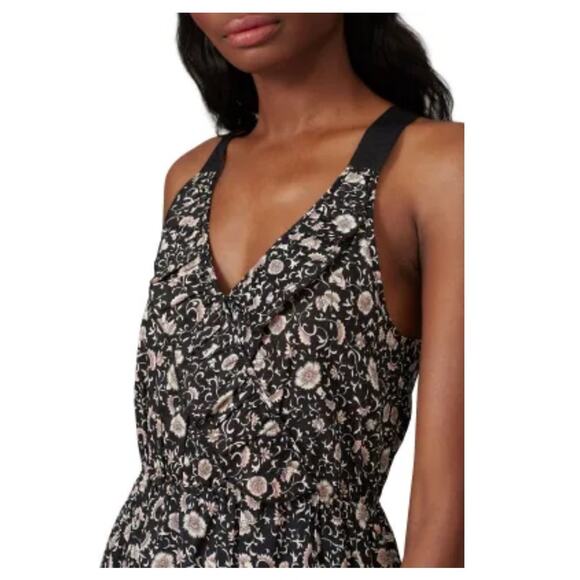 Scotch & Soda Ruffled Summer Dress Small Black Brown Floral - Picture 1 of 8